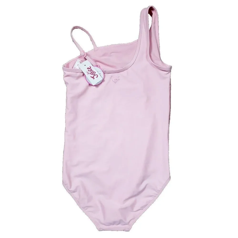 New Justice Swimsuit Size 12 Girls One Piece Pink UPF 50 Beach Vacation Summer